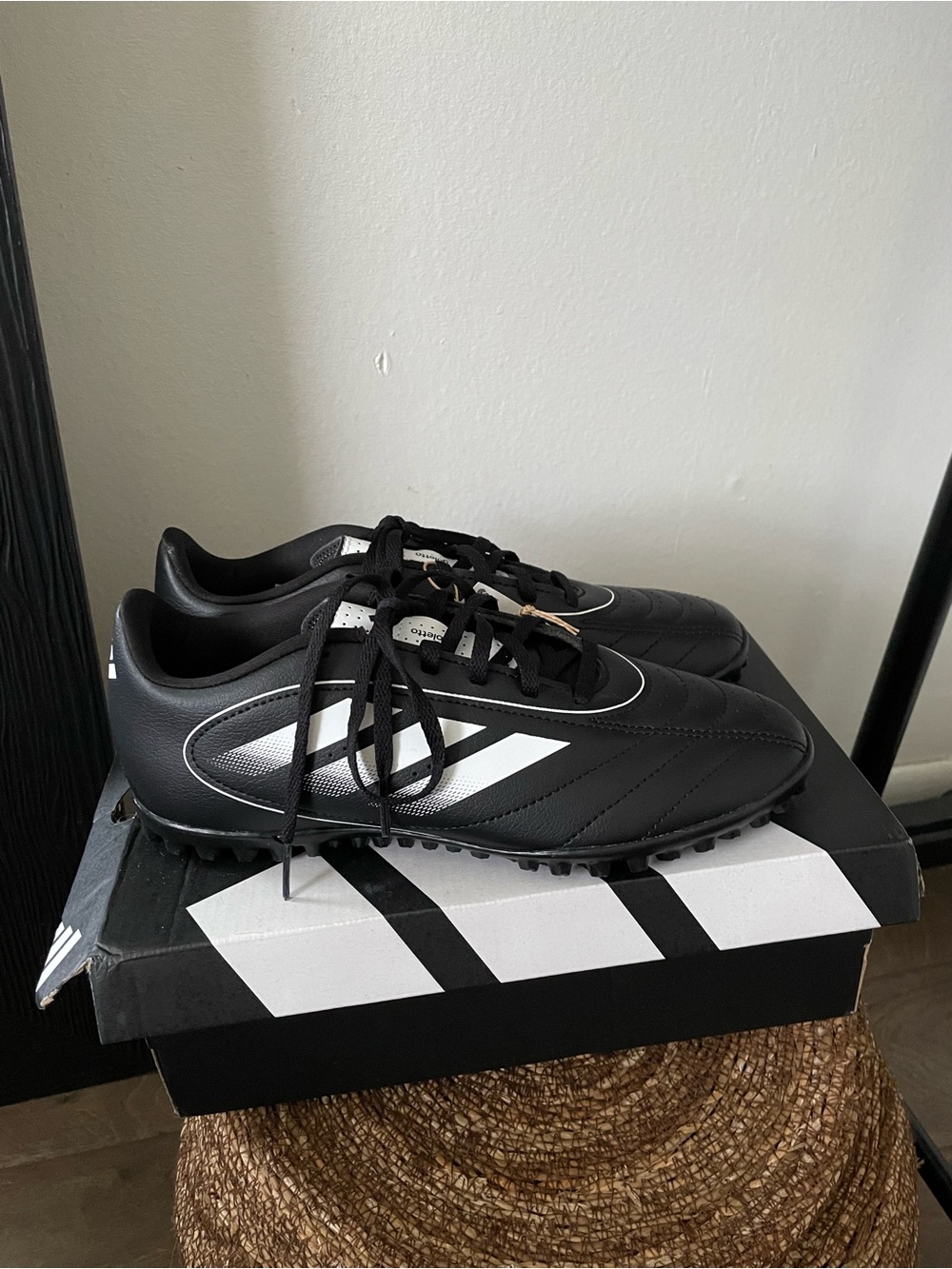 Adidas women’s Black Turf Soccer Shoes with White Stripes